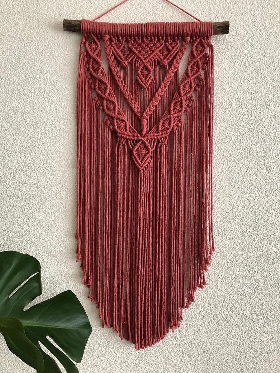 Macrame muur opknoping , home décor, bukuri wand decoratie -199 roze