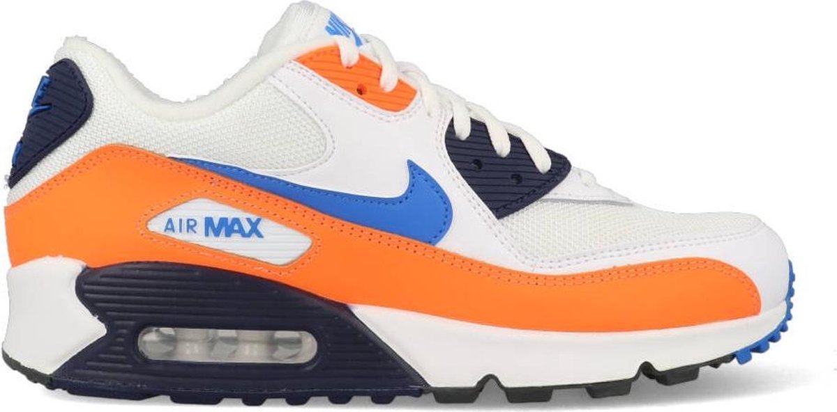 Nike Air Max 90 Essential wit oranje blauw - Schoenen.nl