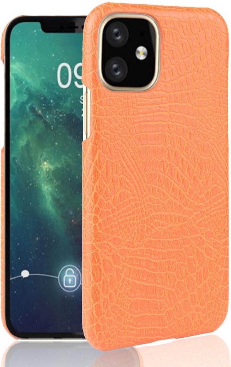 Hardcase met krokodil-textuur voor iPhone 11 6.1 inch - Oranje