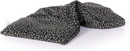 Janneke's oogkussen -gevuld met biologisch lijnzaad - 13x25 cm- zacht en comfortabel - warm én koud te gebruiken -afneembare hoes (biokatoen) - zeer ontspannend- luipaardprint kakigroen