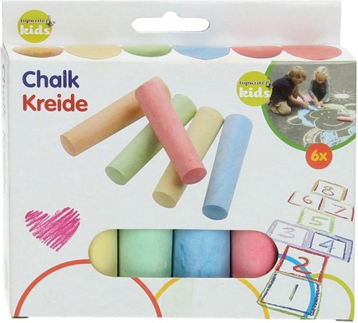 Eddy Toys Topwrite Stoepkrijt voor Buiten - Krijt Set - 6 stuks — afbeelding 2