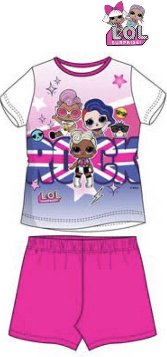LOL Surprise pyjama - wit - fushia - maat 110 / 5 jaar