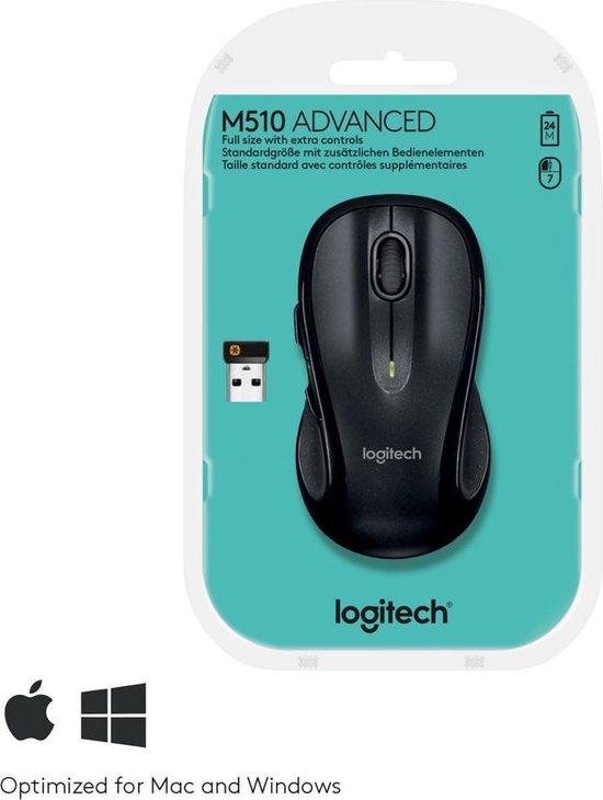 Logitech M510 - Draadloze muis met USB-dongle - Zwart