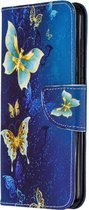 Goud blauw vlinder agenda wallet hoesje Nokia 2.3