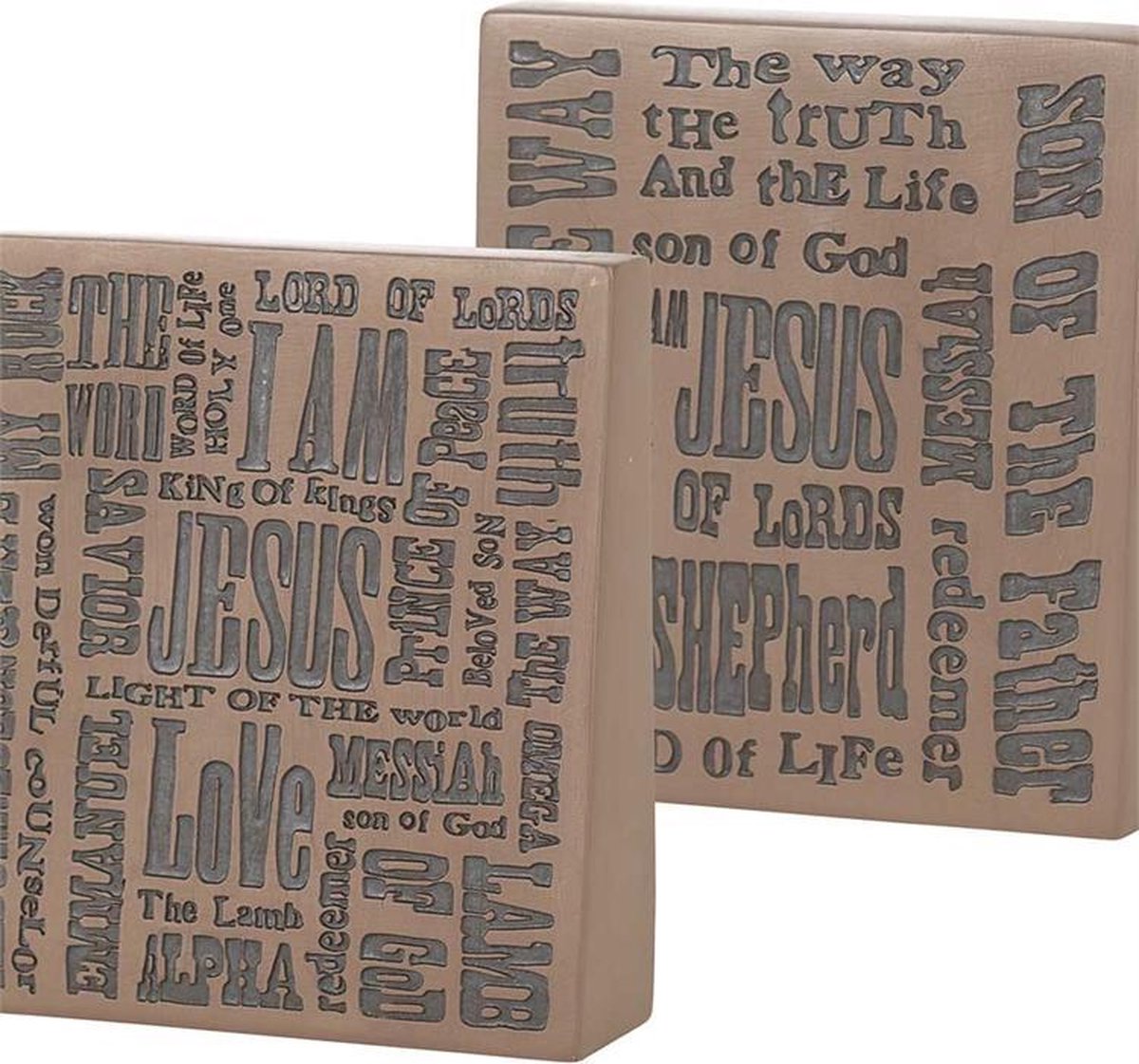 Decoratief Beeld - Tabletop Wedge Names Jesus - Resin - 316europe - Bruin