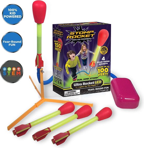 Stomp Rocket Ultra Led -  Luchtdruk Led raket met lanceer set  - LED Foam Raketschieter