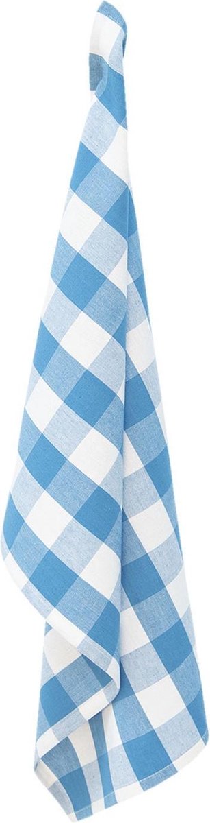Clayre & Eef Theedoek 50x70 cm Blauw Wit Katoen Rechthoek Ruit Vaatdoek