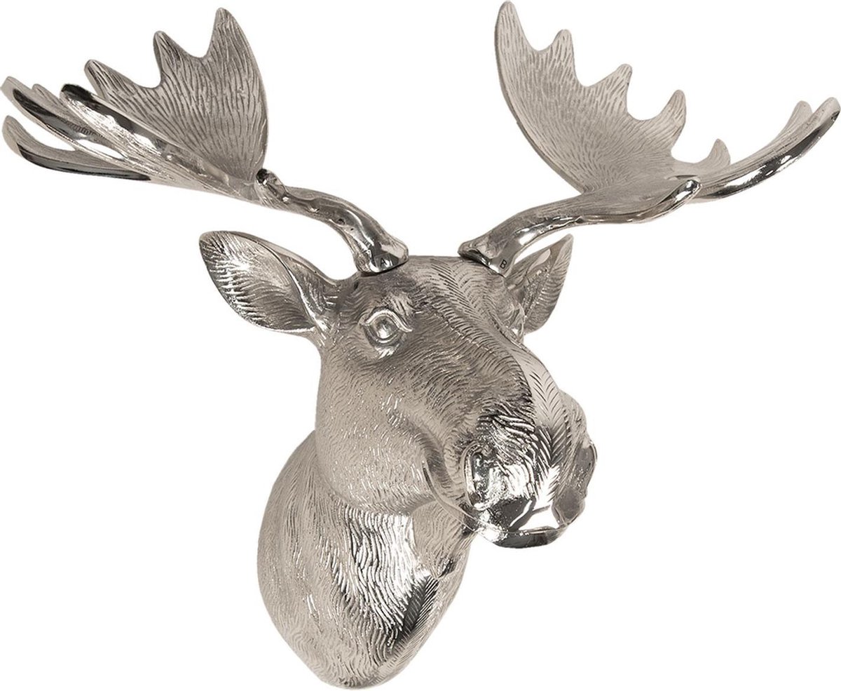 Wanddecoratie 53*30*46 cm Zilverkleurig Aluminium Eland Muurdecoratie Wandversiering
