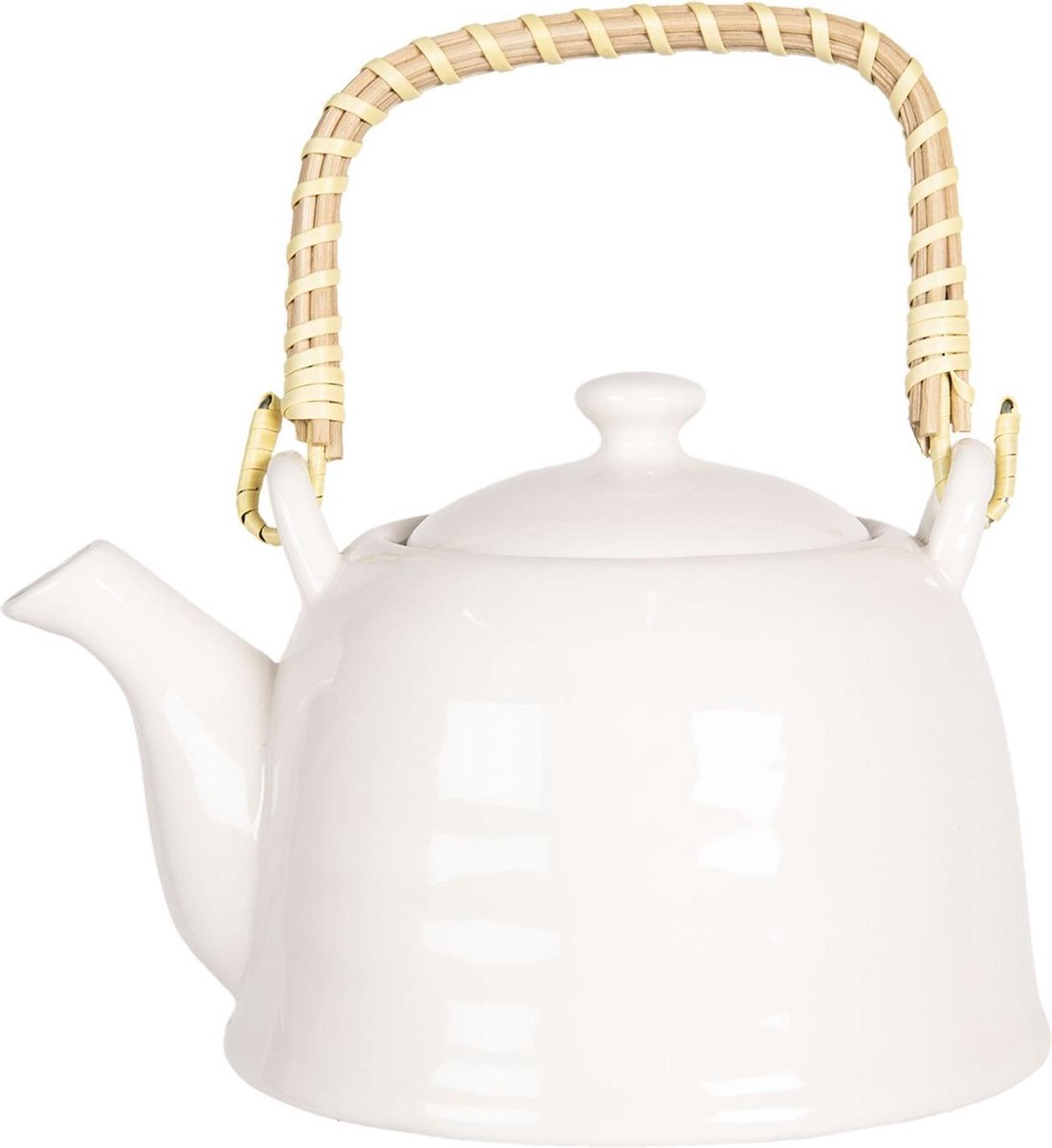 Clayre & Eef Theepot met Filter 600 ml Wit Porselein