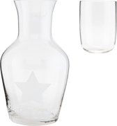 Clayre & Eef Karaf 6GL1555 Ø 9*21 cm / 0,5L / 0,25L - Transparant Glas Waterkan Waterkaraf