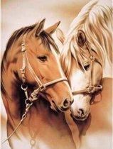 Diamond Painting World - Twee paarden – 30x40cm - Diamond painting - Diamond painting pakket – volledig bedekt – Volwassenen