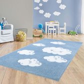 Vloerkleed kinderkamer Wolken 3D - blauw 200x290 cm