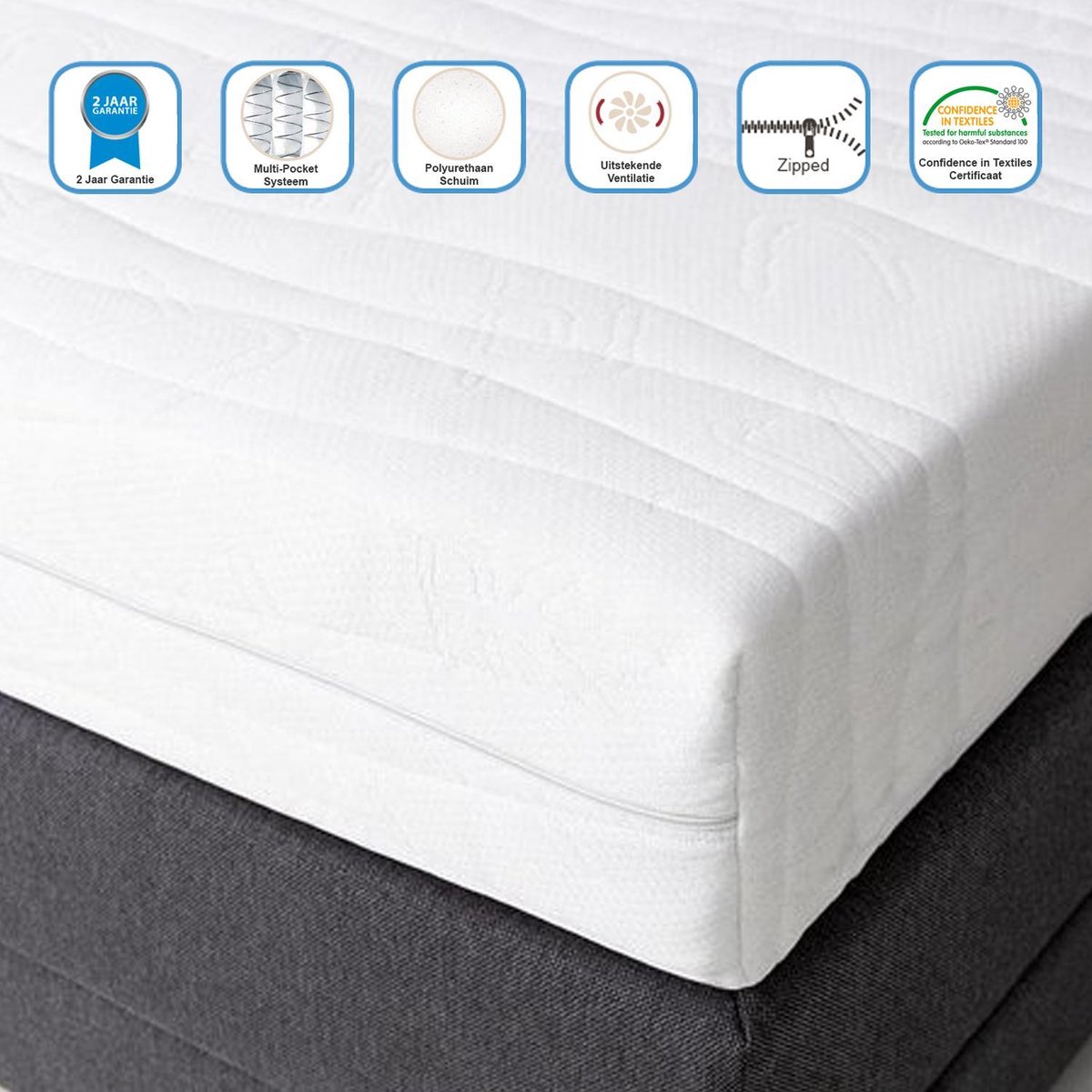 Mörgenn Matras Martinez - Pocketvering - 7 Luxe comfortzones - Anti-allergisch - Matras 80x200 cm
