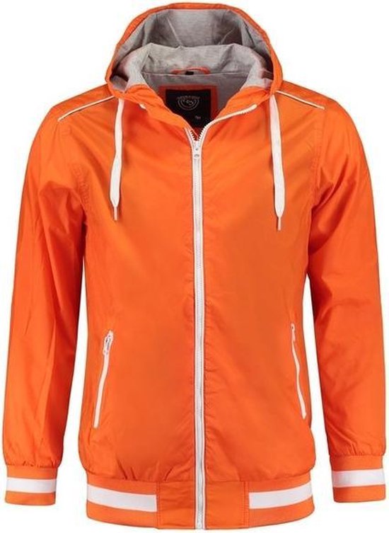 Oranje zomerjas voor heren - Herenkleding oranje jas wind/waterdicht met  capuchon L... | bol.com