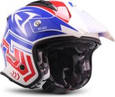 SOXON SR-401 Storm Blauw - jethelm, scooter helm, motorhelm dames, heren met zonnescherm en vizier, hoofdomtrek 55 - 56cm S Small