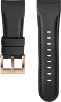 Black leather strap with rose golden