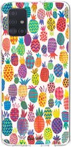 Casetastic Samsung Galaxy A51 (2020) Hoesje - Softcover Hoesje met Design - Happy Pineapples Print