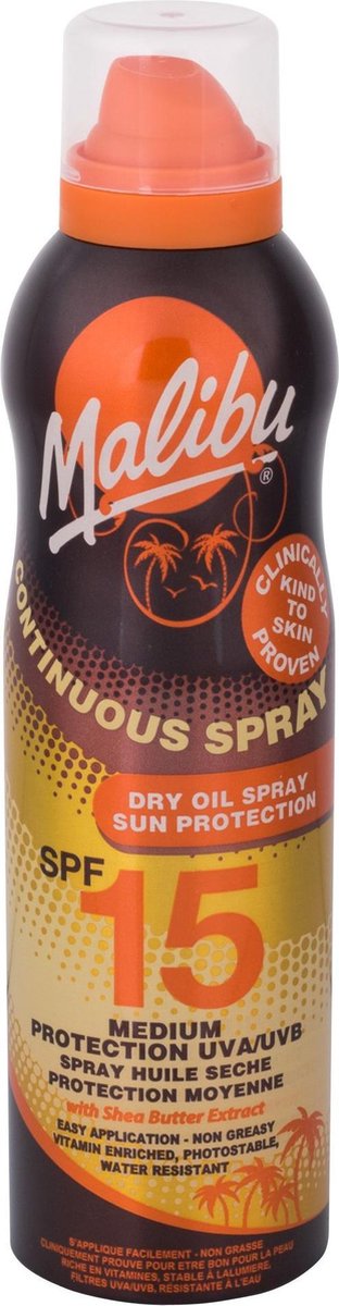 Goedkoopste Malibu Continuous Dry Oil Spray - 175 ml (SPF 15