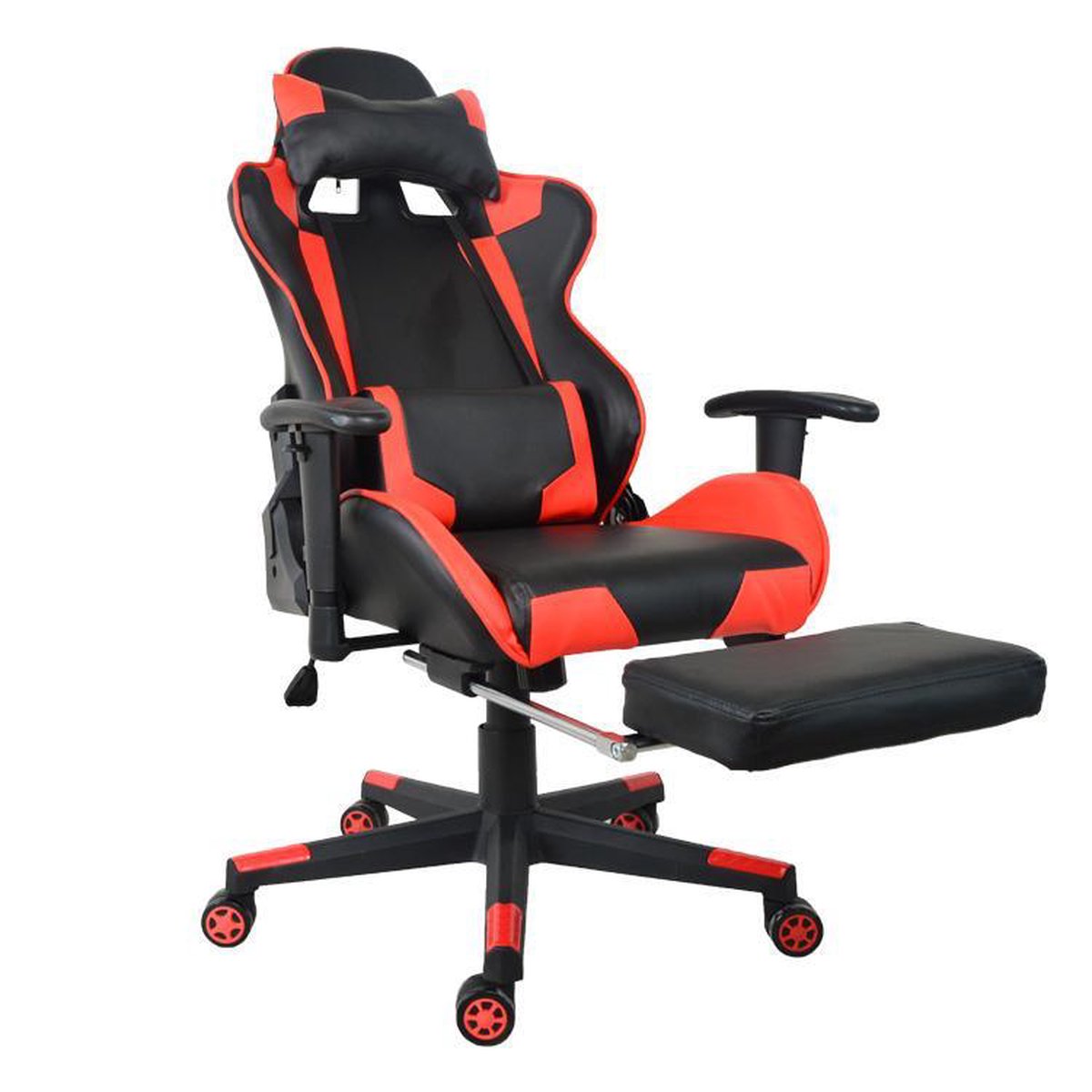 Gamestoel Thomas met voetsteun - bureaustoel racing gaming - ergonomisch - zwart rood