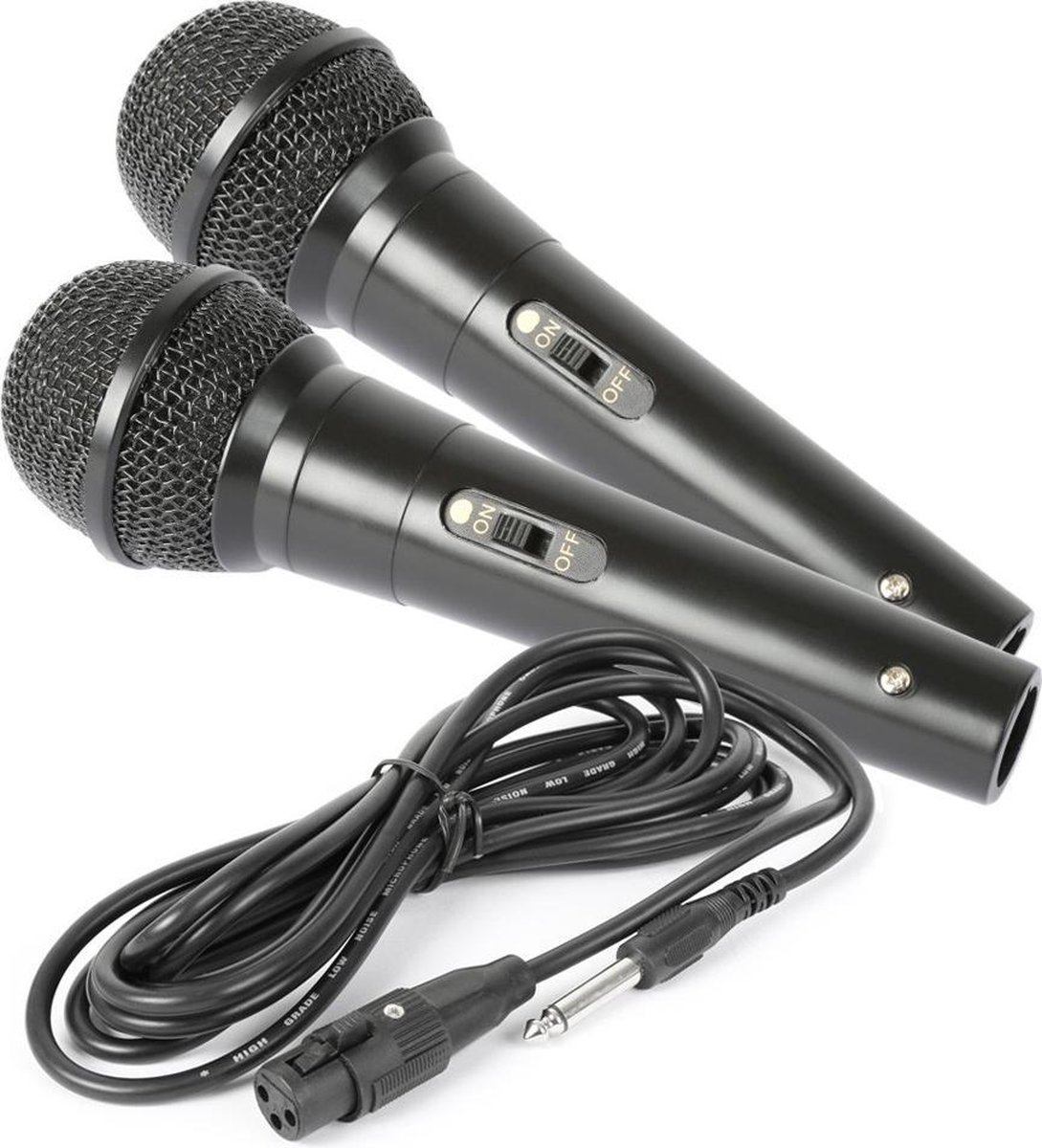 Karaoke microfoon - Fenton DM100 - Set van twee karaoke microfoons - Ook geschikt voor de DJ!- Zwart