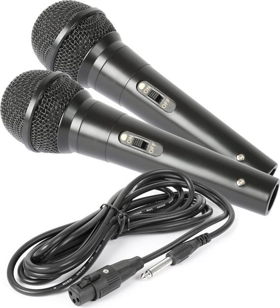 Karaoke microfoon - Fenton DM100 - Set van twee karaoke microfoons - Ook perfect voor DJ's - Zwart