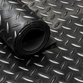 Rubbermat op rol Diamant motief zwart 3 mm breedte 200 cm - Per strekkende meter - Rubber loper