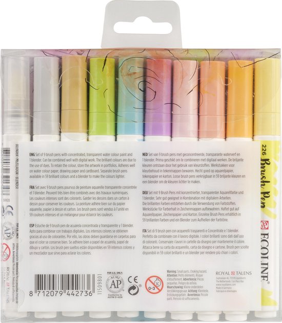 Talens Ecoline Brush Pen 10 stuks Pastel Brushpen