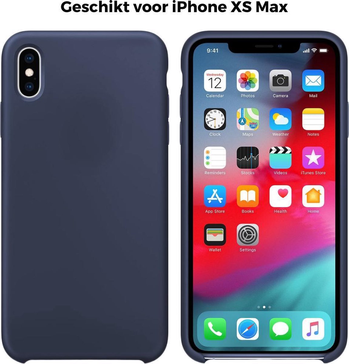 iPhone Xs Max Telefoonhoesje Siliconen Soft Touch Smartphone Case Back Cover Blauw