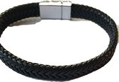 Petra's Sieradenwereld - Heren armband leer zwart (22 cm) met magneetsluiting (04)