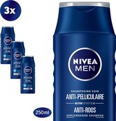 NIVEA MEN Anti-Roos Power Shampoo - 3 x 250 ml - Voordeelverpakking