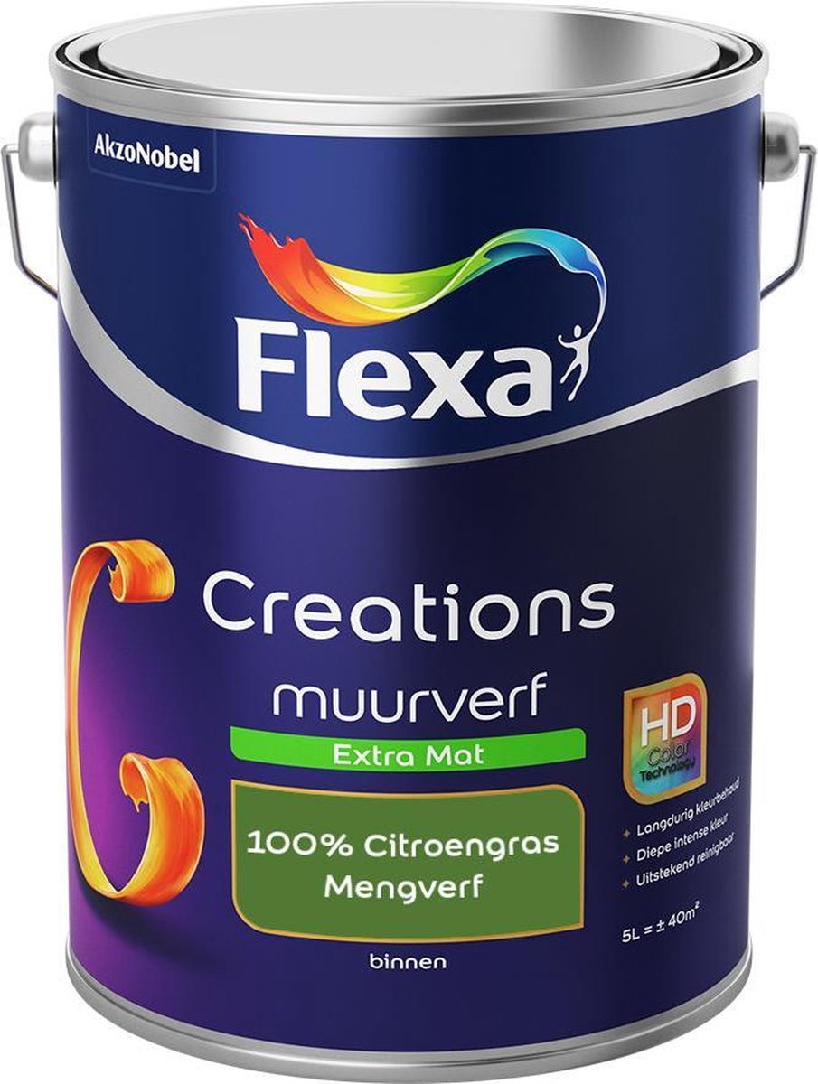 Flexa Creations Muurverf - Extra Mat - Mengkleuren Collectie - 100% Citroengras - 5 liter