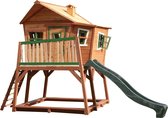 AXI Max Maison Enfant avec Bac à Sable & Toboggan vert - Aire de Jeux pour l'extérieur en marron & vert - Maisonnette / Cabane de Jeu en Bois FSC