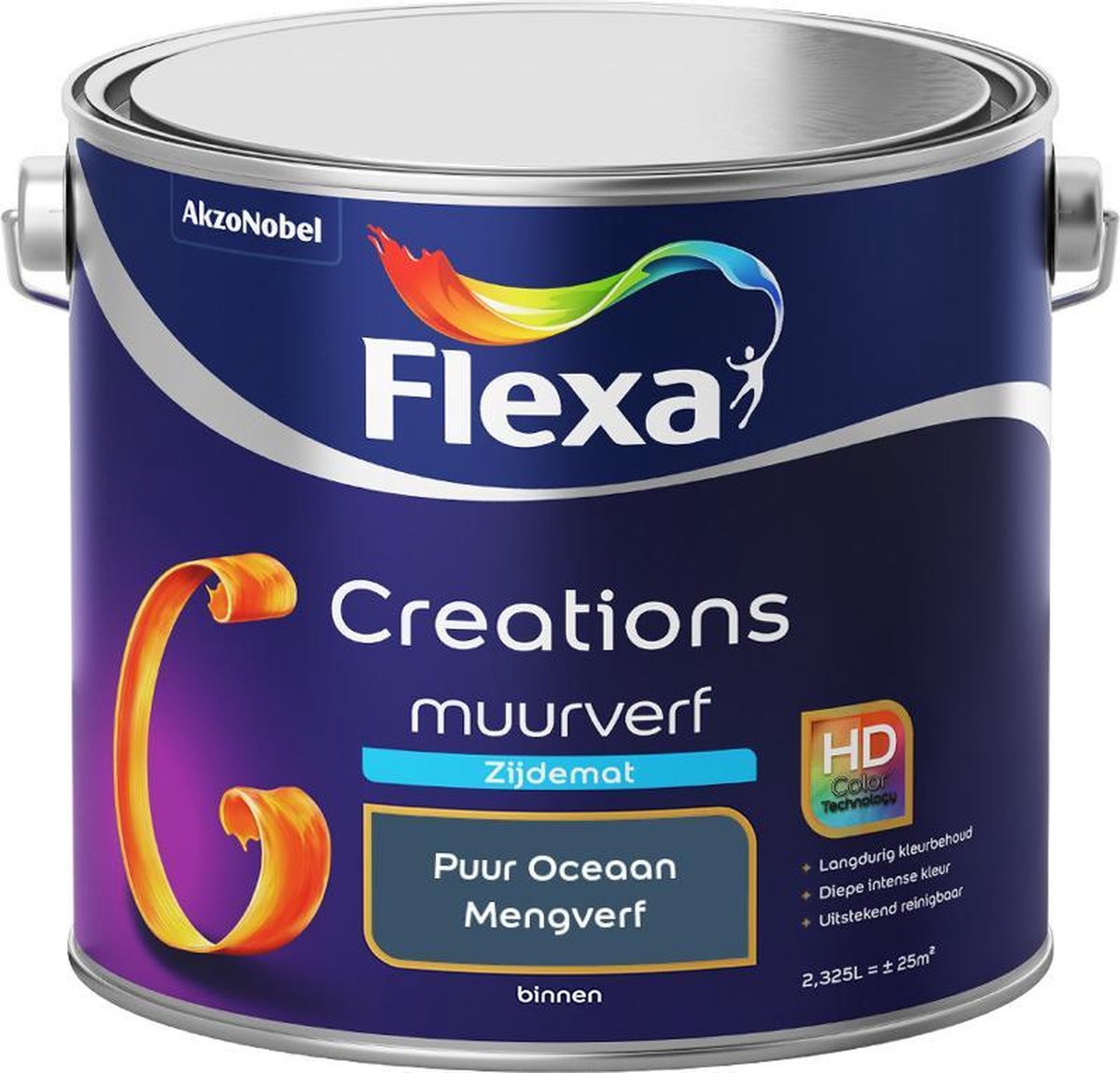 Flexa Creations - Muurverf Zijde Mat - Mengkleuren Collectie- Puur Oceaan - 2,5 Liter