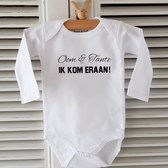 Baby Rompertje met tekst Oom & Tante ik kom eraan! | Lange mouw | wit | maat 50/56 cadeau voor de liefste