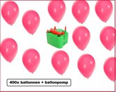 400x Ballonnen roze met elektrische ballonpomp - evenement festival koningsdag holland nederland thema feest pink party gay pride
