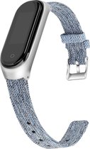 KELERINO. Denim bandje - Xiaomi Mi Band 3 / 4 - Canvas - Blauw