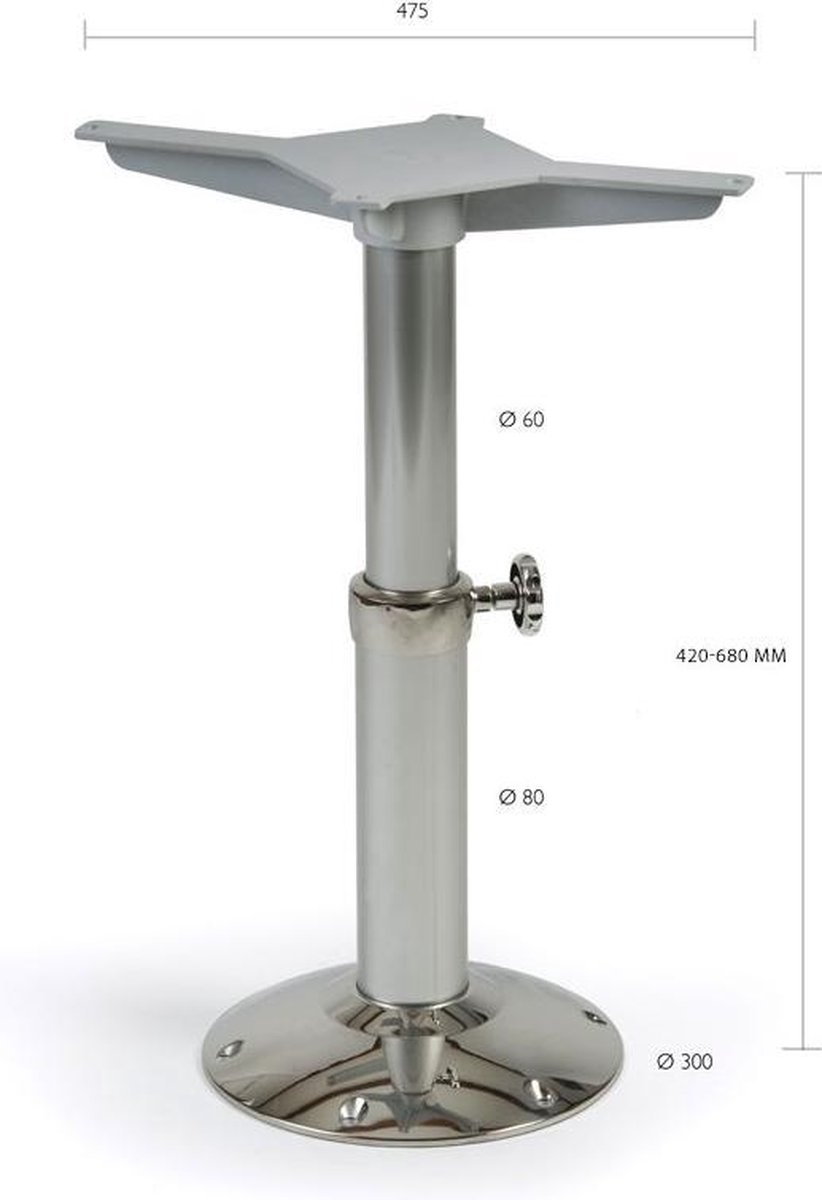 Pied de table télescopique à vérin gaz Osculati