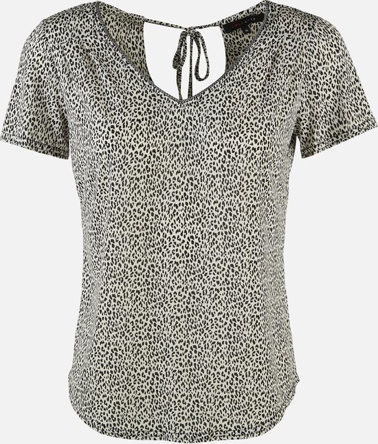 LOLALIZA T-shirt met open rug en luipaard print - Ecru - Maat 44 | bol.com