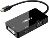 A-Konic Mini DisplayPort naar HDMI, VGA en DVI Adapter - 0,3 m - Zwart