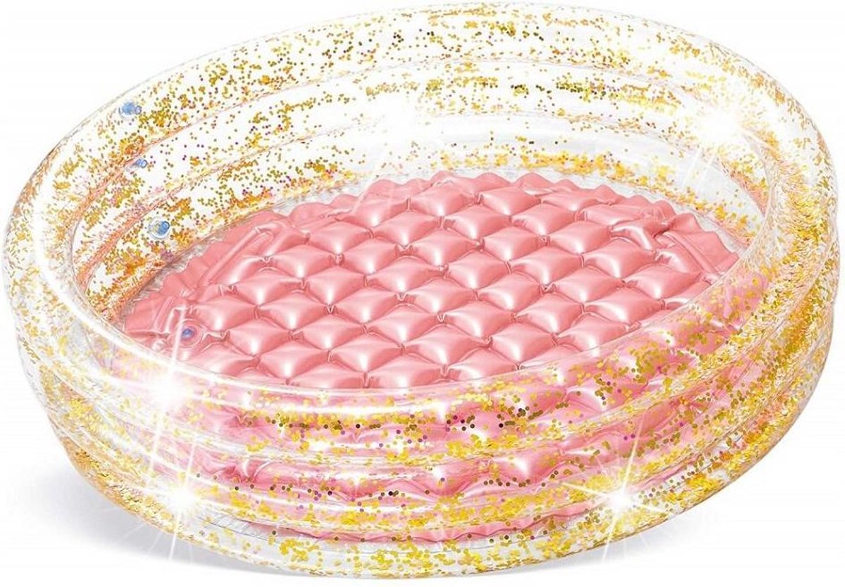Intex Baby zwembad - Roze - Glitter - 86 x 25 cm - opblaasbaar zwembad - rond - drie ringen