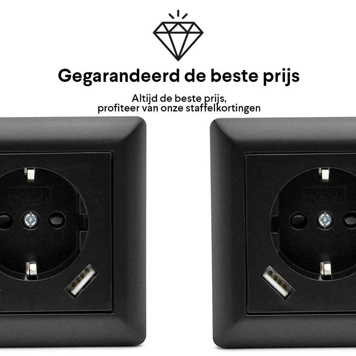 Homra USB Stopcontact Zwart - Wandcontactdoos - Glanzend Kunststof -... | bol.com