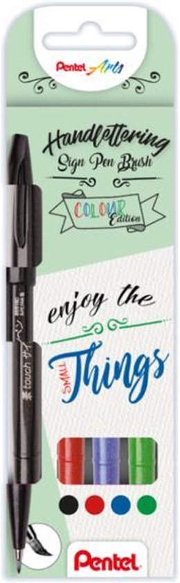 Stylo roller Pentel Energel BL77 écriture moyenne - Pochette de 4 couleurs  assorties sur