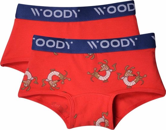 Woody boxer girls - chien - rouge - pack duo - 201-1-SHO-Z / 017 - taille 92