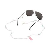 Freaky Glasses® - Brillenkoordje - briltouwtje - brillenketting - dames - wit/groen met roze flosjes