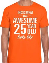 Awesome 25 year / 25 jaar cadeau t-shirt oranje heren S