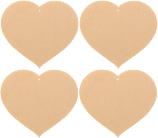 4x Houten hartjes 8 x 7 cm - Hobby/knutselmateriaal - Valentijn/Moederdag/Vaderdag cadeau/kado knutselen - Houten harten knutselen/schilderen