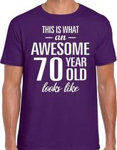 Awesome 70 year / 70 jaar cadeau t-shirt paars heren 2XL