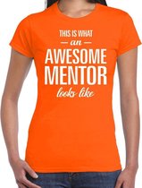 Awesome mentor cadeau t-shirt oranje voor dames XS