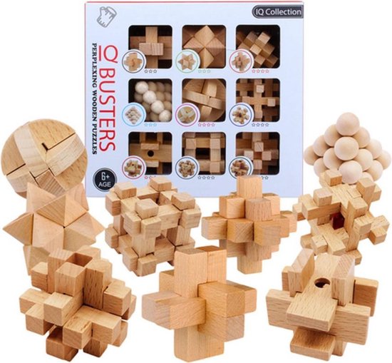 Mini casse-tête 3D IQ puzzle - Métal - 32 pièces - Présentoir
