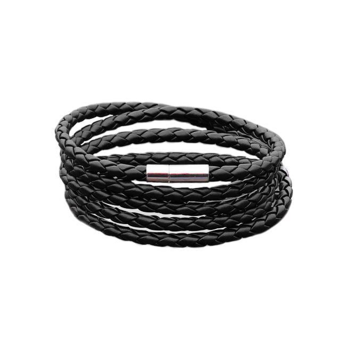 BAZORO® Leren Armband - Multilayer - Heren - 17-20 cm - Leer - Zwart